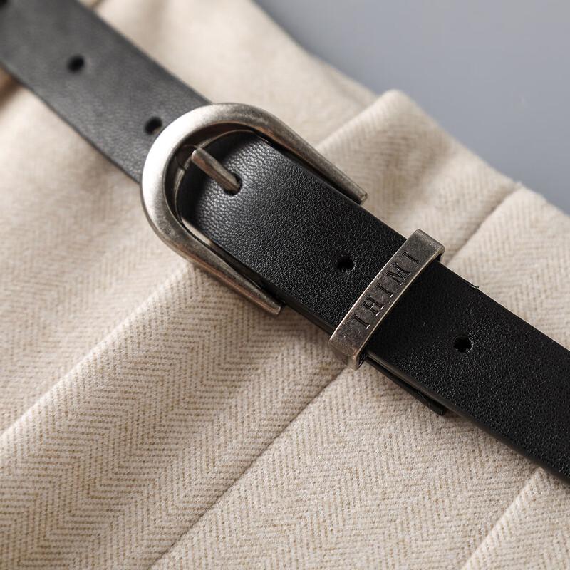 IHIMI Women's Loose Wide-Leg Brushed Trousers with Belt