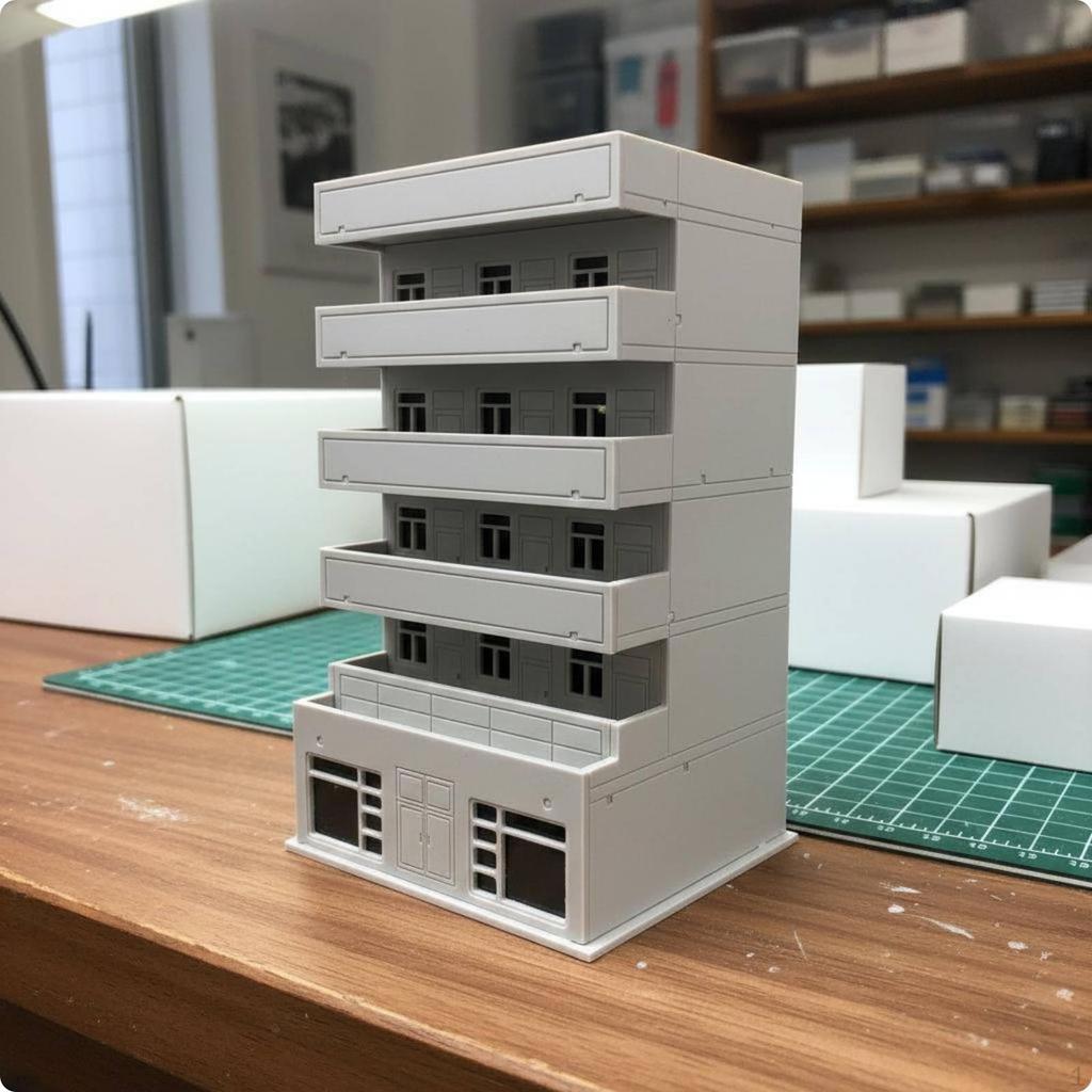 Miniature Balcony House Model Easy Assembly Residential Building No Glue Needed for Designers,