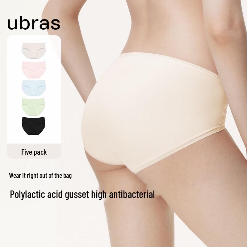 ubras Women s Antibacterial PLA-Lined Extended Crotch Briefs 5-Pack L