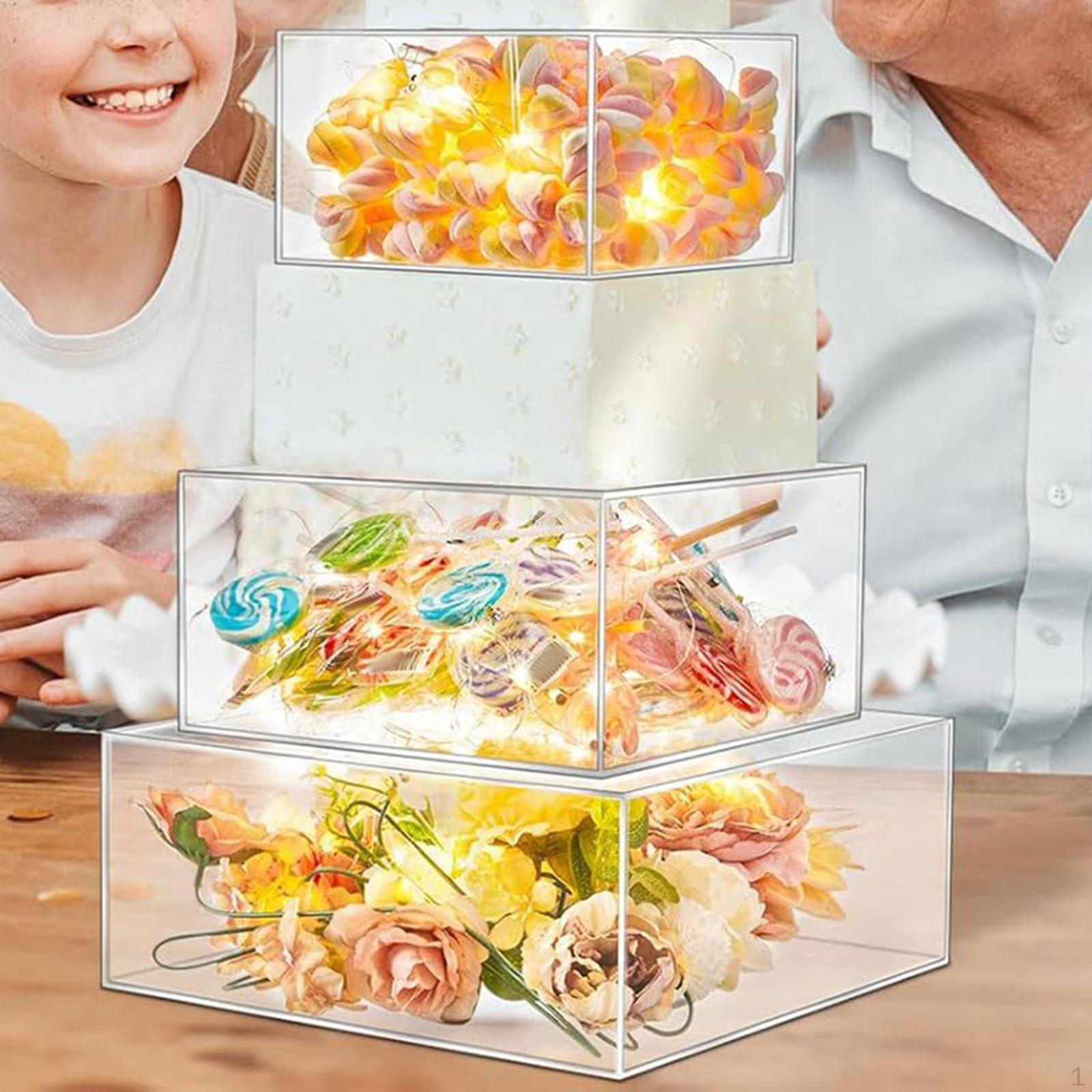 

Акриловая подставка для торта, десертный стол, дисплей, подъемная коробка, еда для украшения центра стола 15cmx15cmx10cm