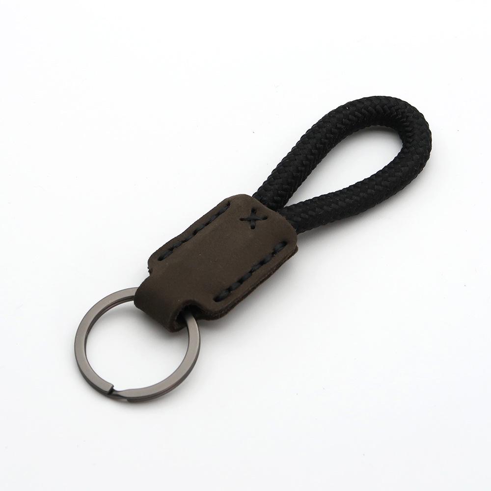 Handmade Genuine Leather Key Chain Pendant - Frosted Leather, Multifunctional Lanyard, Creative Design Key Ring