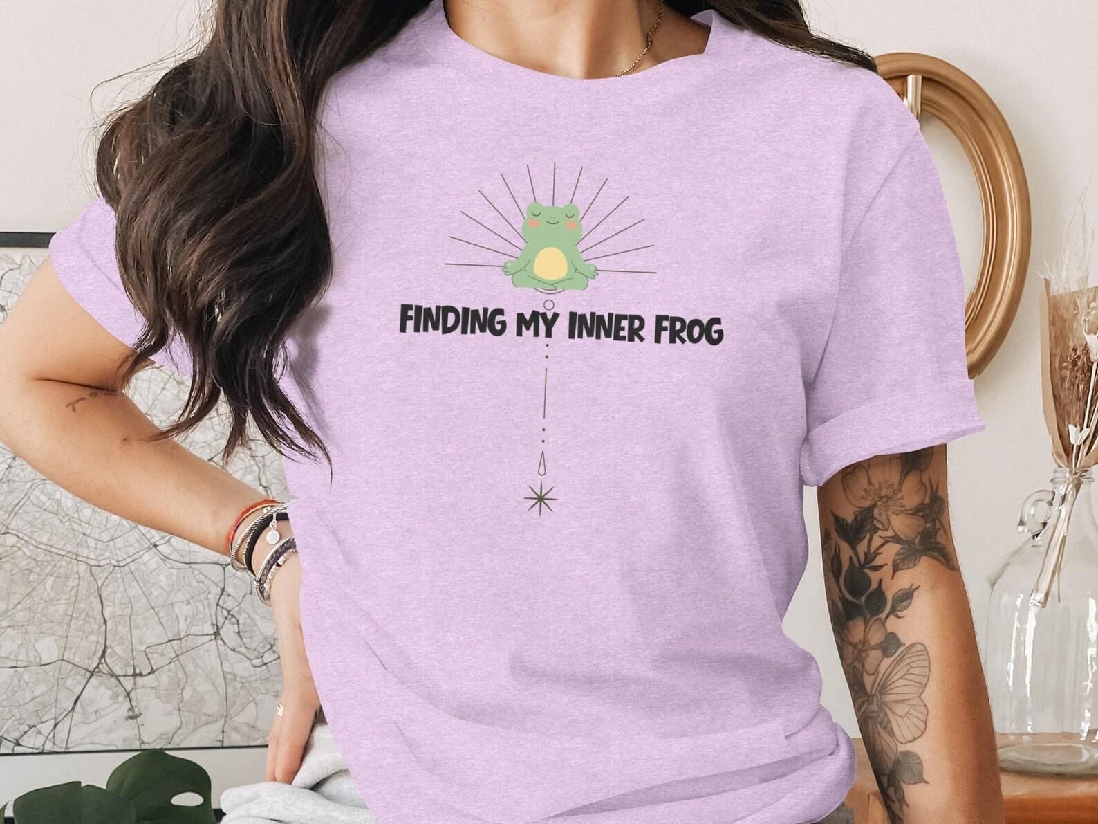 Meditating Frog T-Shirt, Zen Cottagecore Graphic Tee, Mindfulness Spiritual Frog Lover Gift XL