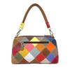 Women'S Handbag Color Leather Splicing Plaid Handbag One Shoulder Messenger Bag