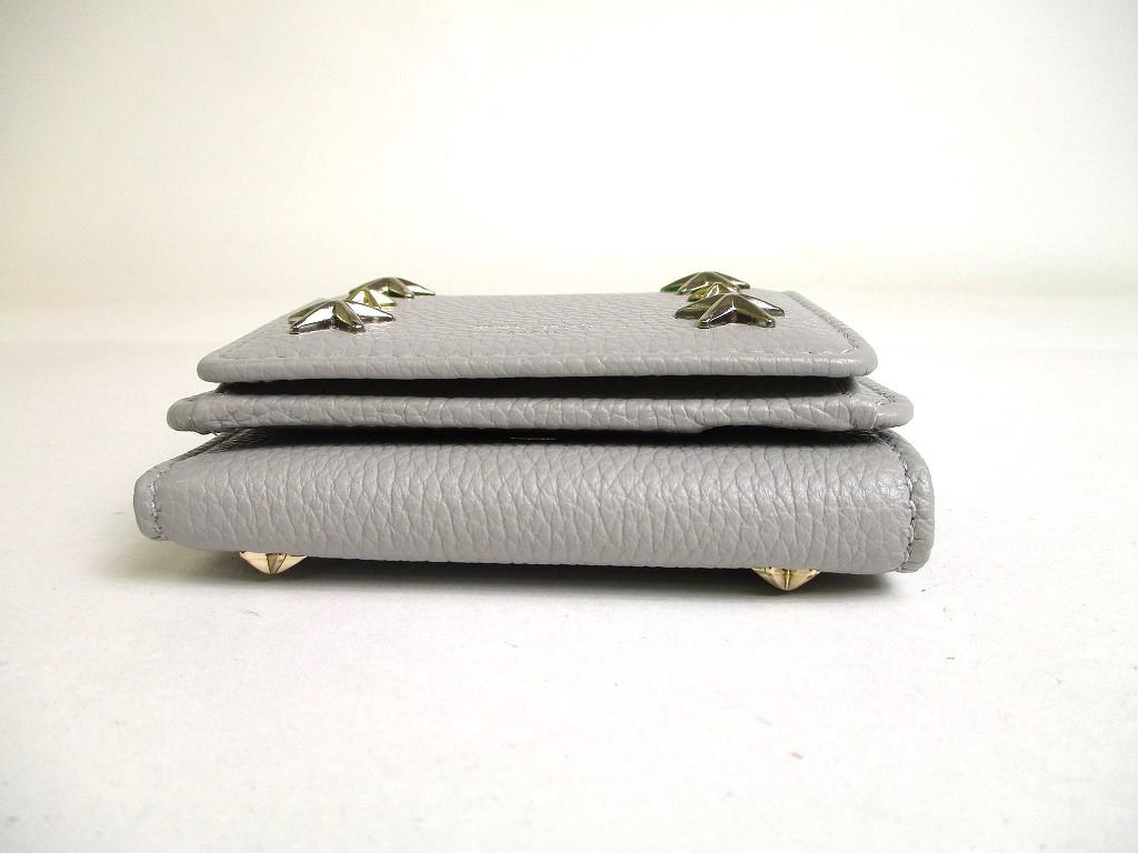 Authentic Jimmy Choo Plastic Stars Gray Leather Trifold Wallet Compact Wallet NEMO #a354  Refurbished
