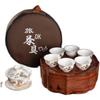Portable Ceramic Kung Fu Tea Set with Tray, Cups, Teapot, and Lid Bowl