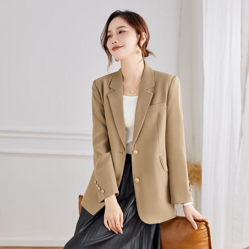 TERRE BLEUE Women's Loose Fit Single-Breasted Blazer