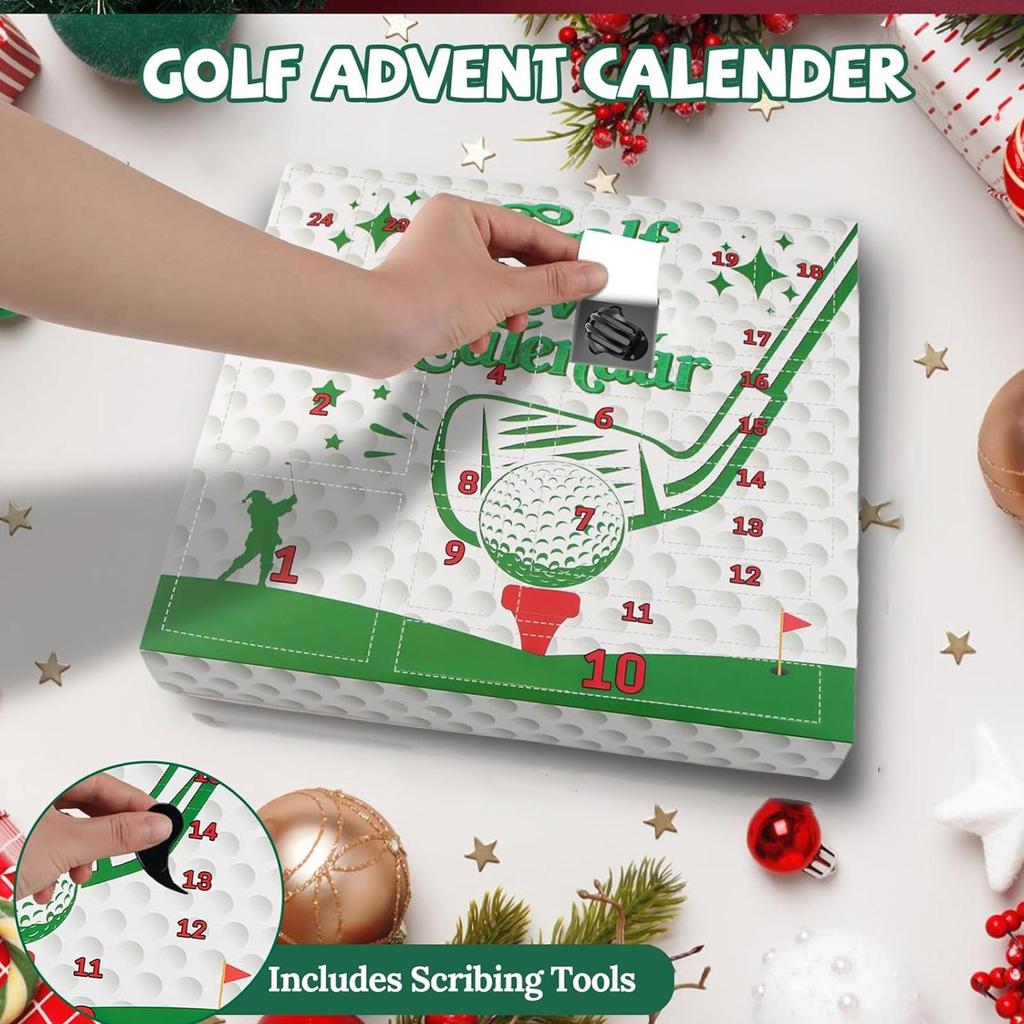Weihnachts-Countdown-Kalender 24 Tage Golfzubehör Golfsport Adventskalender für Anfänger Enthusiasten Vater Sohn Freund