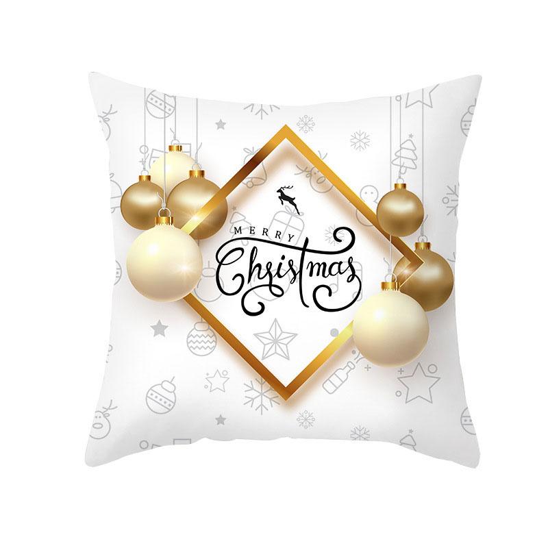 Home Christmas Decoration Pillowcase Merry  Platinum Ball Print  Living Room Sofa Cushion Cover Holiday Gift