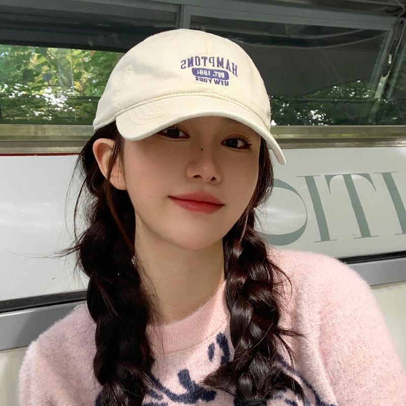 Casquette de baseball brodée de lettres coréennes pour femmes hommes coton doux réglable casquette à visière décontractée couleur unie snapback casquettes de soleil