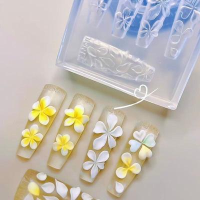Matriță Sculptură Flori din Silicon 3D pentru Unghii Model Hibiscus Floral cu Cinci Petale Decorațiune Unghii Diy Șablon Transparent