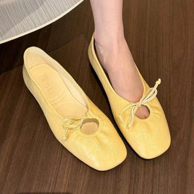 Luxury Fashion Butterfly-Knot Ladies Flat With Shoes Female Slides Silk Footwear Shallow Ballet Flats Dance Shoes For Women