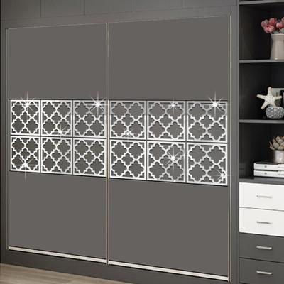 4ks/sada Geometric Mirror Nálepka na zeď Odnímatelná Samolepící Domácí Kancelář Obývací pokoj Ložnice Kuchyňská skříňka Dutý dekorativní obtisk