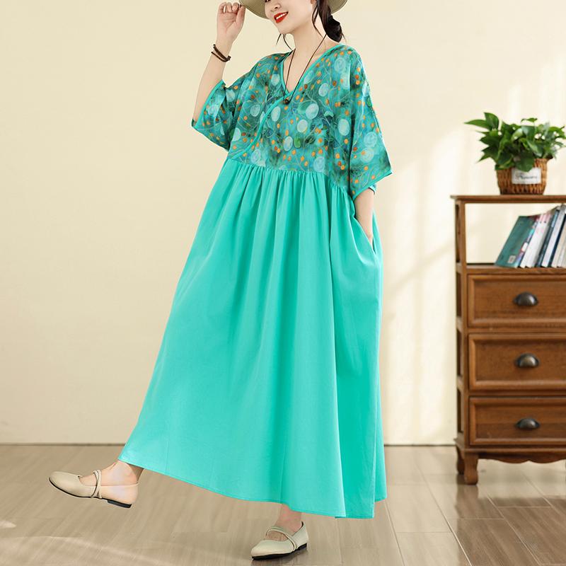 DIMANAF New 2026 Women Plus Size Summer Casual Long Dress Cotton Loose Oversize Maxi Beach Sundress Elegant Vintage Lady Print Floral