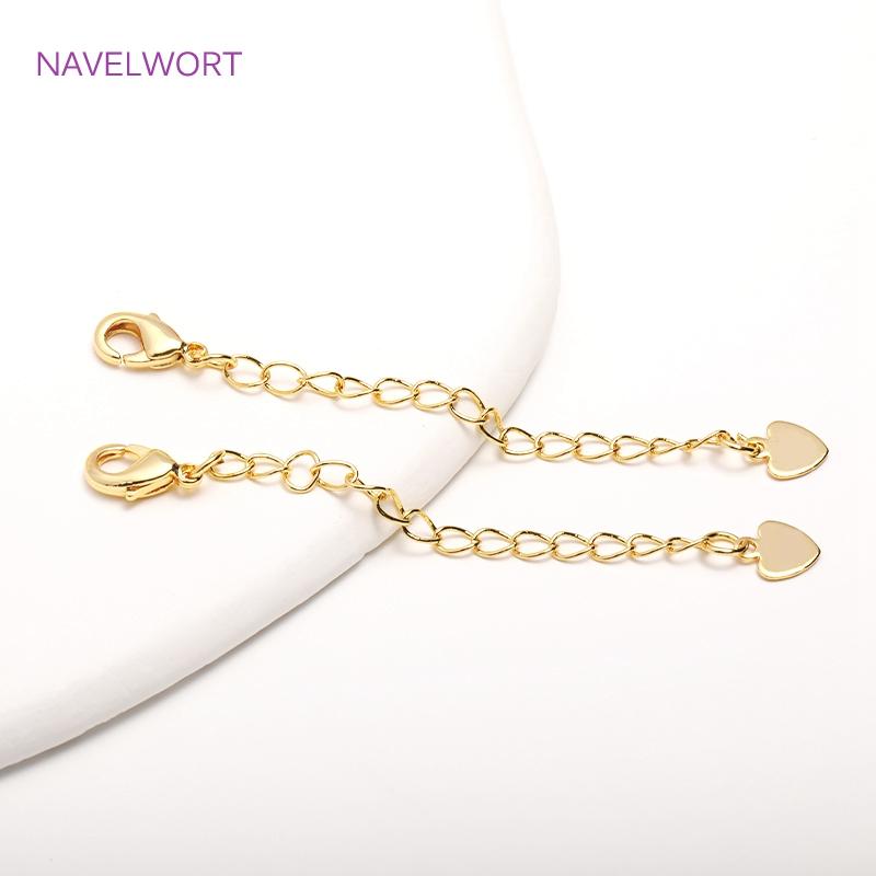 14K Gold Plated Lobster Claw Clasps with Extender Chain Brass Metal Extension Extended Lobster Tail Chains Clasps Connectors