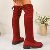 Women's Brown Suede Back-Lace Over-the-Knee Tall Boots – Autumn/Winter Chunky Platform Block Heel Rider Boots