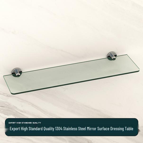 Stainless Steel Bathroom Towel Rack Set with Mirror Shelf & Nail-Free Installation