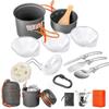 1-2 People Camping Cookware Set, Cooking Set 15-18 Pcs Portable Mess Kit With Non-Stick Camping Pot Pans