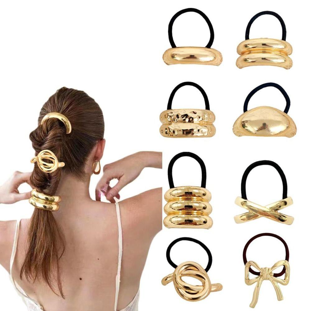 Silver Metal Metal Hair Cuff Golden Color Hair Rope Accessories Scrunchies Girls