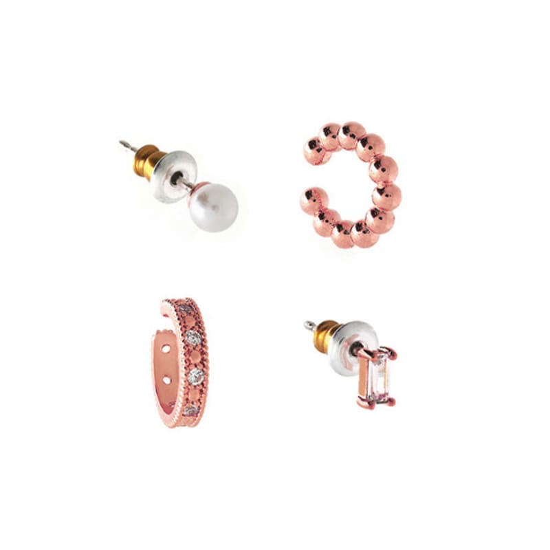 Shertz [4set] Pearl n Cubic Earcuff Earring (14k) SHEC0014