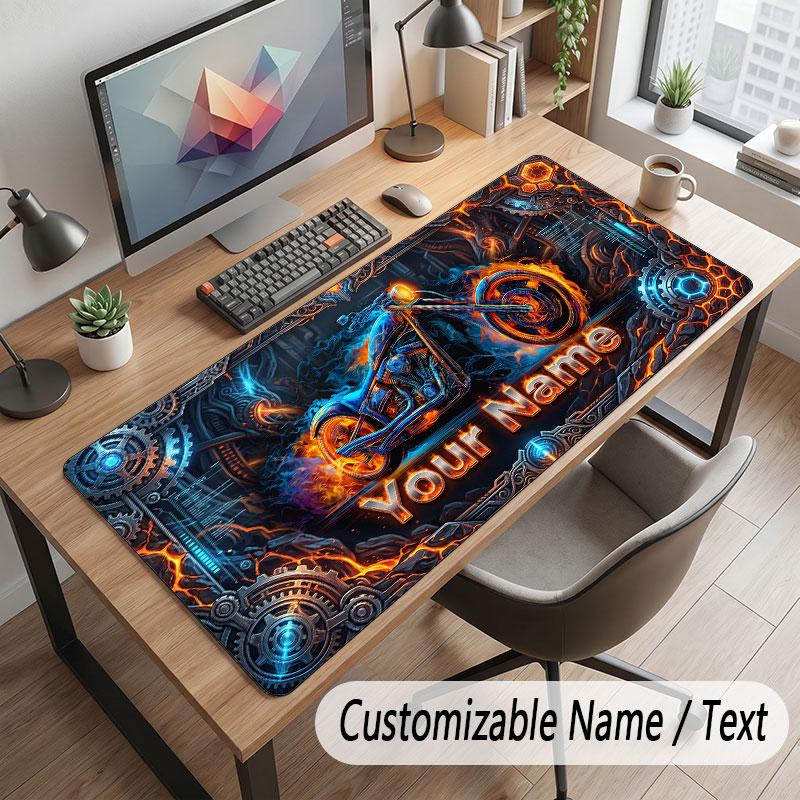 Motorcycle Theme Customized Mouse Pad Personalized Print Name Text Desk Mat For Home Office Table Decor