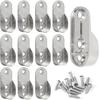 12Pcs Zinc Alloy Oval Closet Rod End Supports | 3-Hole Wardrobe Rod Brackets Fit 15×30mm Rods with Screws