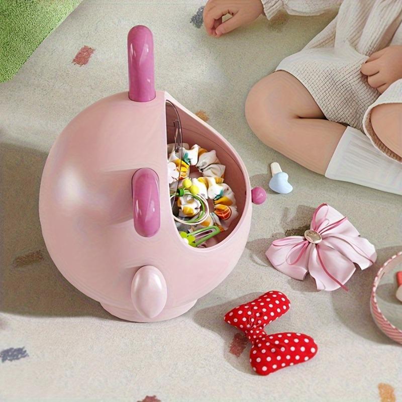 Cute Pink Poodle Flip‑Lid Desktop Storage Box, Waterproof Circular Plastic Organizer for Small Items, Home & Office Decor