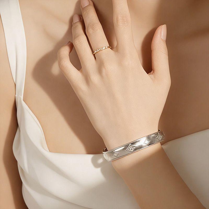 Европейская и американская мода Женский ретро браслет-манжета с ромбами, регулируемый, открытый
