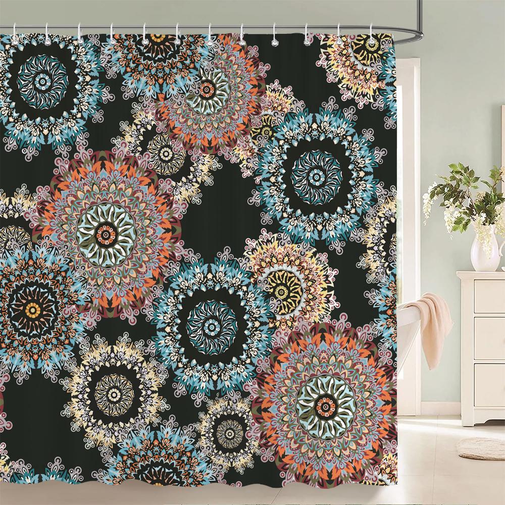 Waterproof Shower Curtain For Bathroom Bohemian Pattern Printing Bathtub Curtains Fabric Polyester Bath Curtain With Hooks