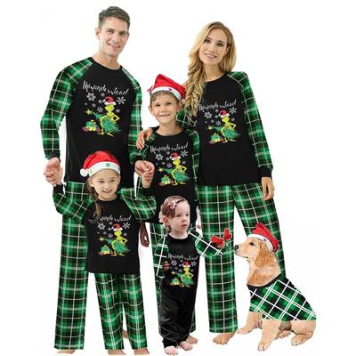 Parent-Child Christmas Alphabet Printed Round Neck Long Sleeve Loungewear Set Family Suit