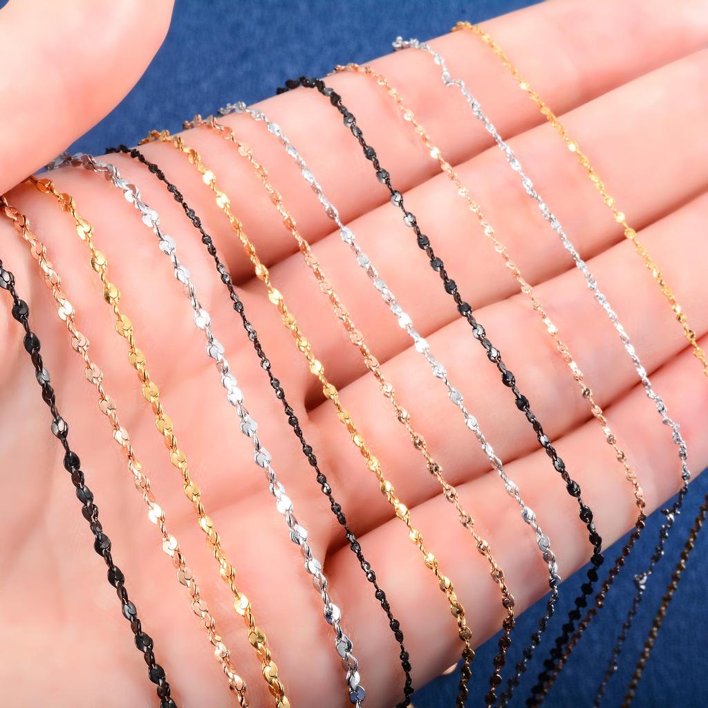 Dainty Women Necklace Glitter Cable Chain Stainless Steel Jewelry Accessories On Neck Collar for Ladies Choker DIY Gift