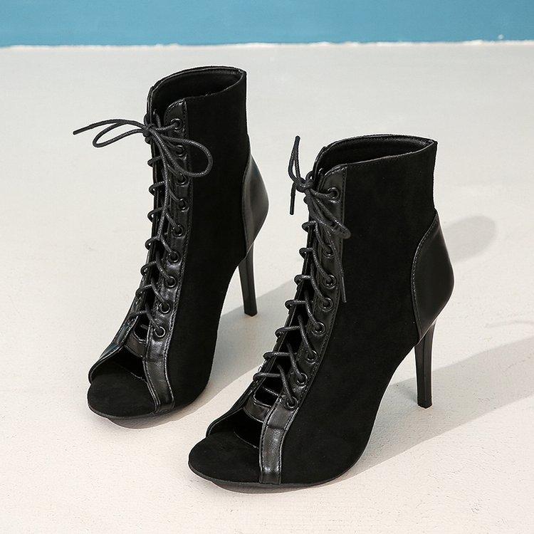 2025 foreign trade models European and American fashion stiletto sandals lace-up fish mouth sexy cool boots prom party dance shoes