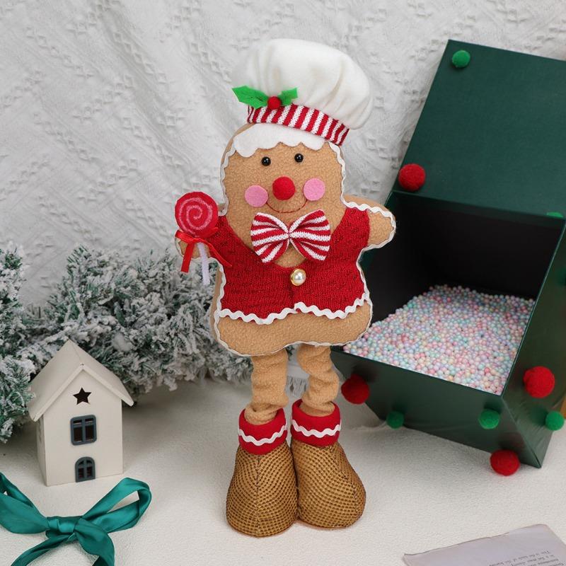 Christmas Telescopic New Products, Gingerbread Man Fabric Doll, Creative Cartoon Shape, Home Window Ornament