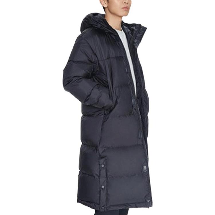 Li Ning Loose Casual Sports Long Hooded Down Jacket Men Outerwear Black AYMR055-1