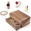 Vintage Jewelry Box Solid Wood Containers Two Layers Necklace Earrings Display Boxes with Mirror Jewelry Accessories