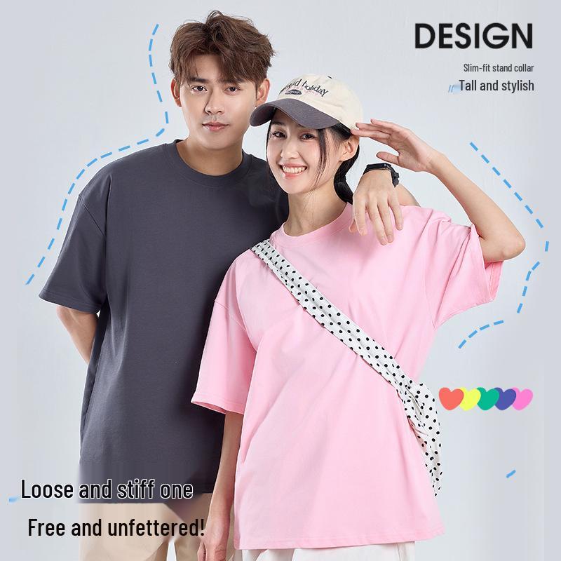 

Летняя футболка оверсайз из двойной пряжи с круглым вырезом - Унисекс, большие размеры, короткий рукав S 45-55 kg