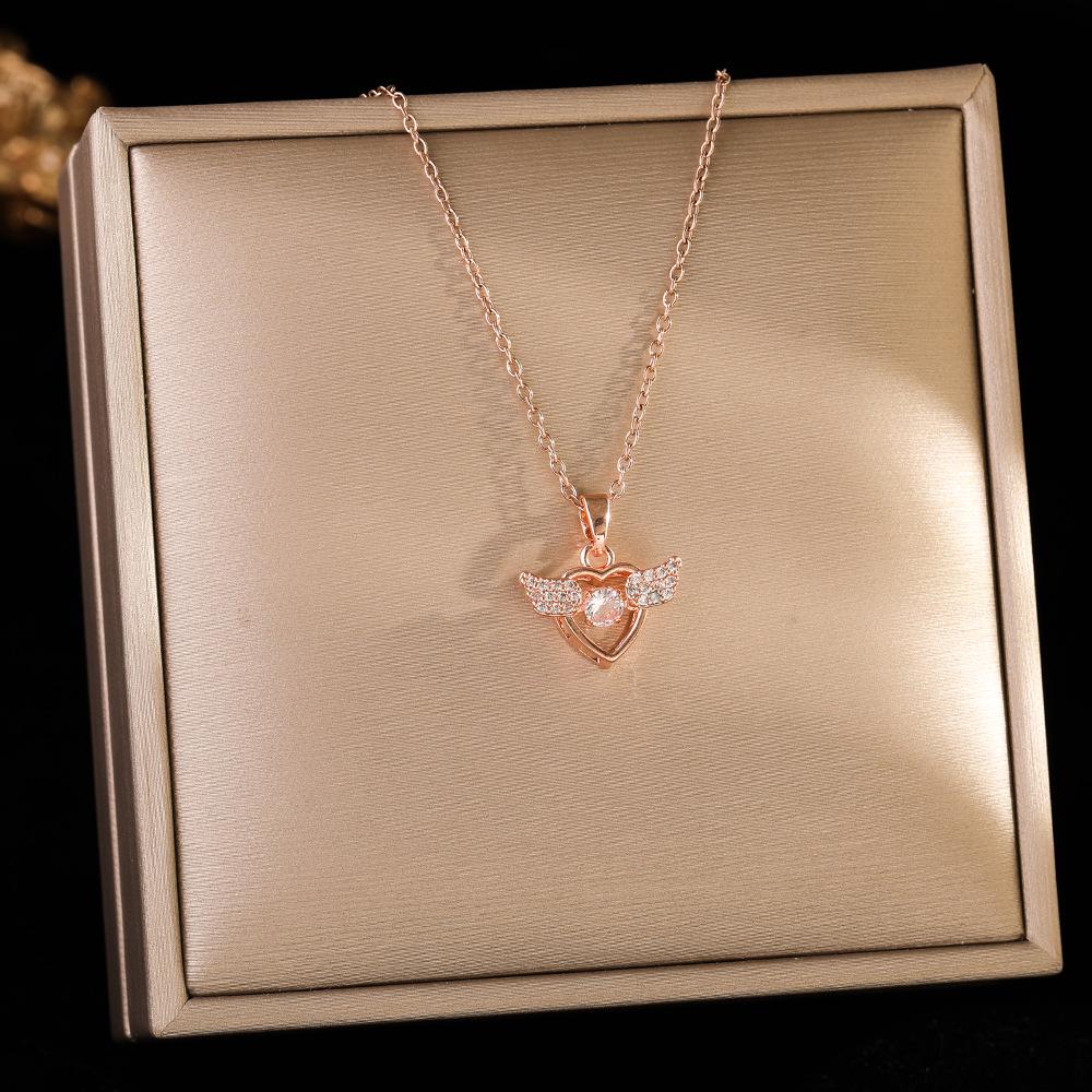 Hochwertige Damen Halskette aus Titanstahl mit vierblättrigem Kleeblatt - Nicht verblassend, vielseitige Schlüsselbeinkette