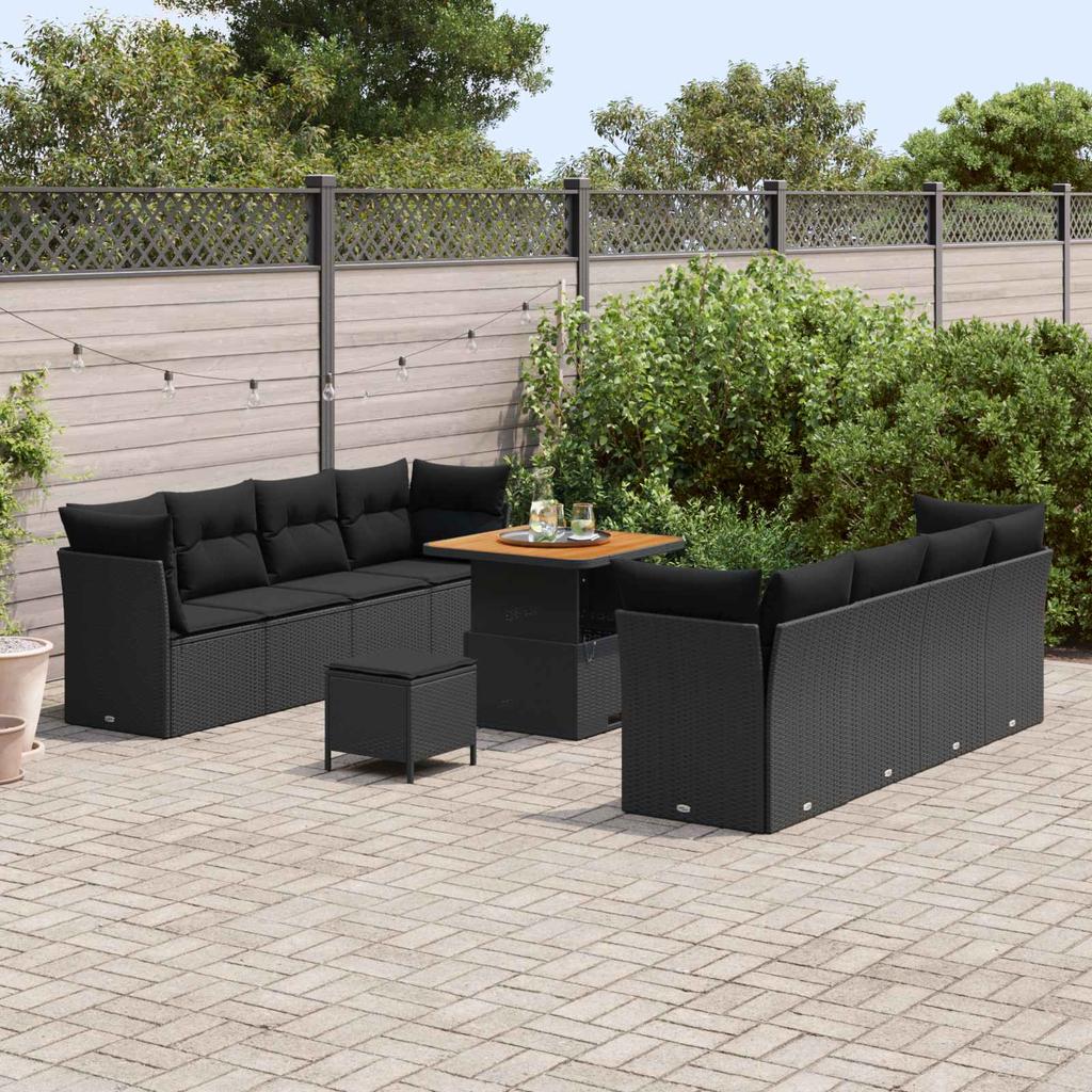 Garden Sofa Set 11 pcs Black Poly Rattan