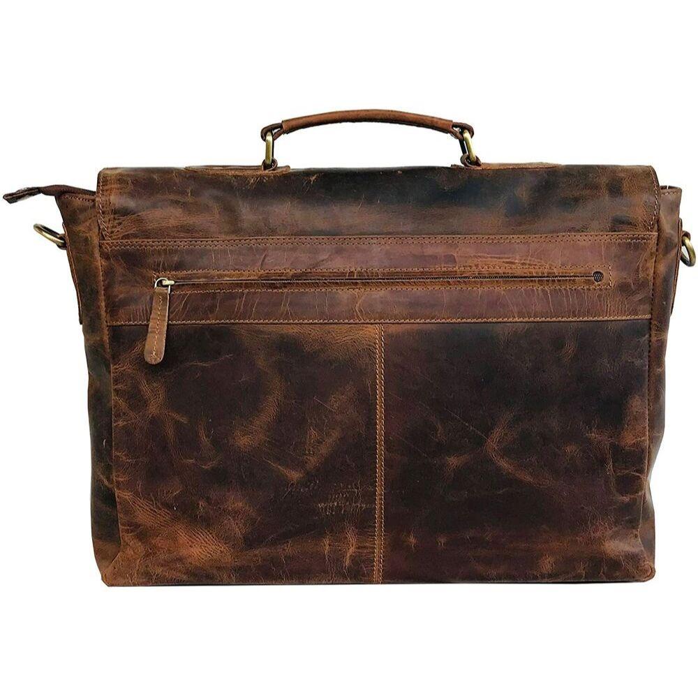 16 Zoll Retro Buffalo Hunter Leder Laptop Messenger Bag Büro Aktentasche