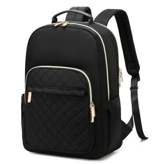 Shaelyka Backpack Womens Business Large Capacity Commuting Waterproof Rucksack A4 PC Computer Multifunctional Black Lightweight Adult Stylish Popular