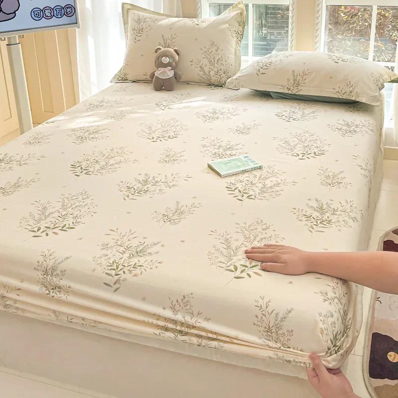 Pure cotton mattress single piece 100% cotton mattress protective cover non-slip and dust mattress protective cover cotton
