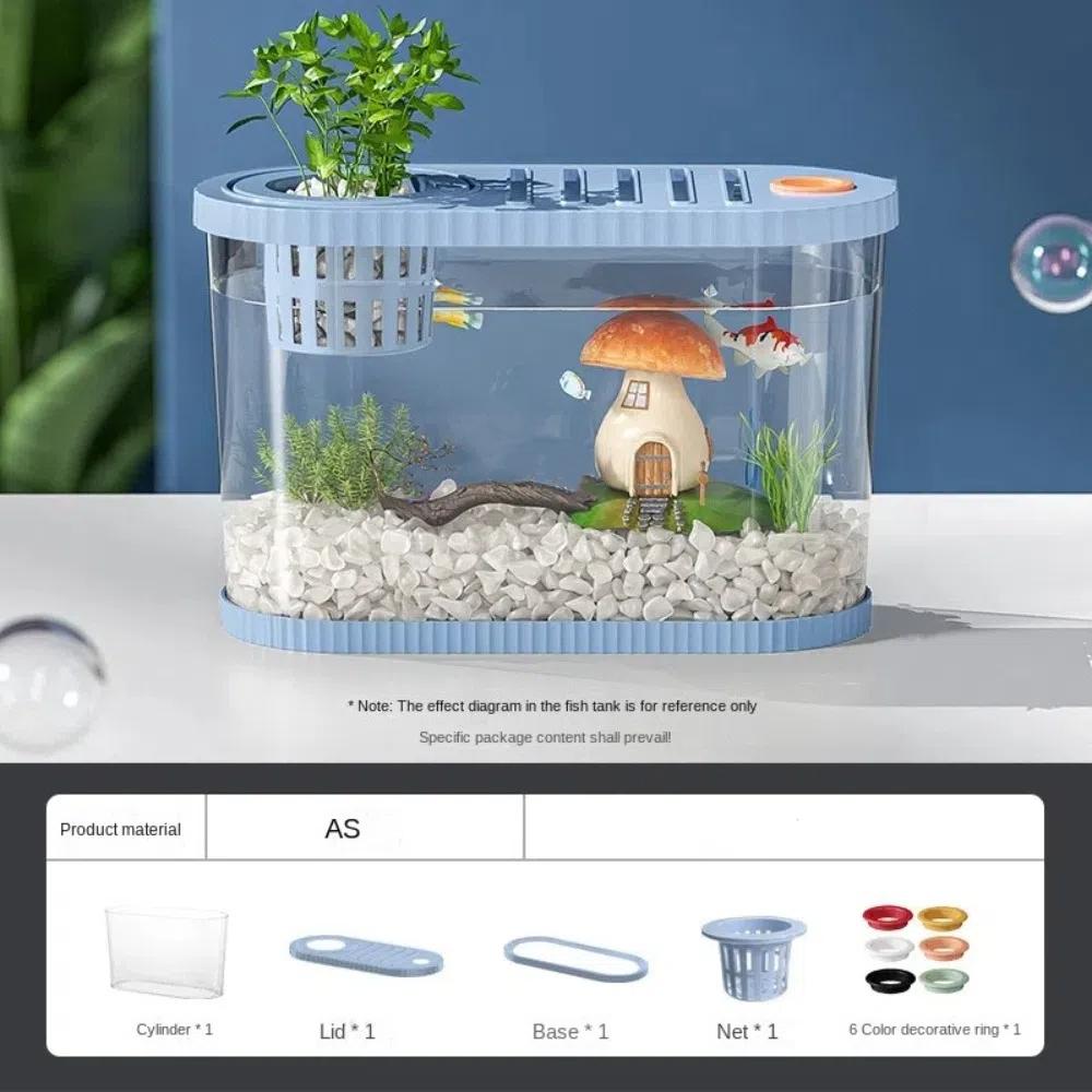 Transparent Plastic Fish Tank Space-Saving Clear Table Fish Bowl Tabletop Fish Bowl  Plant Growing