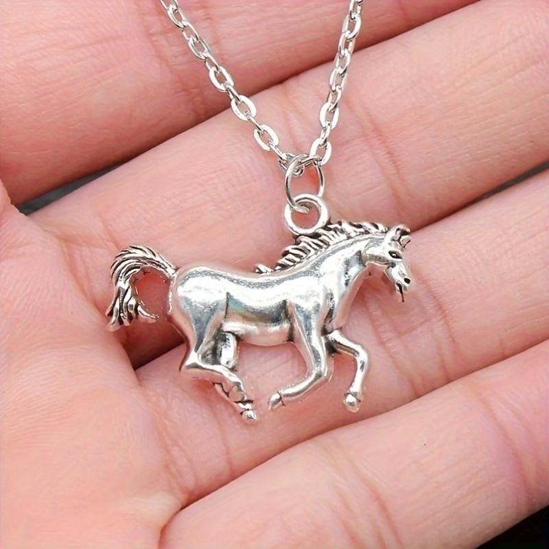 1pc Zinc Alloy Running Horse Pendant Necklace - Cute and Fresh Style, Fashionable Unicorn Design for Men and Women