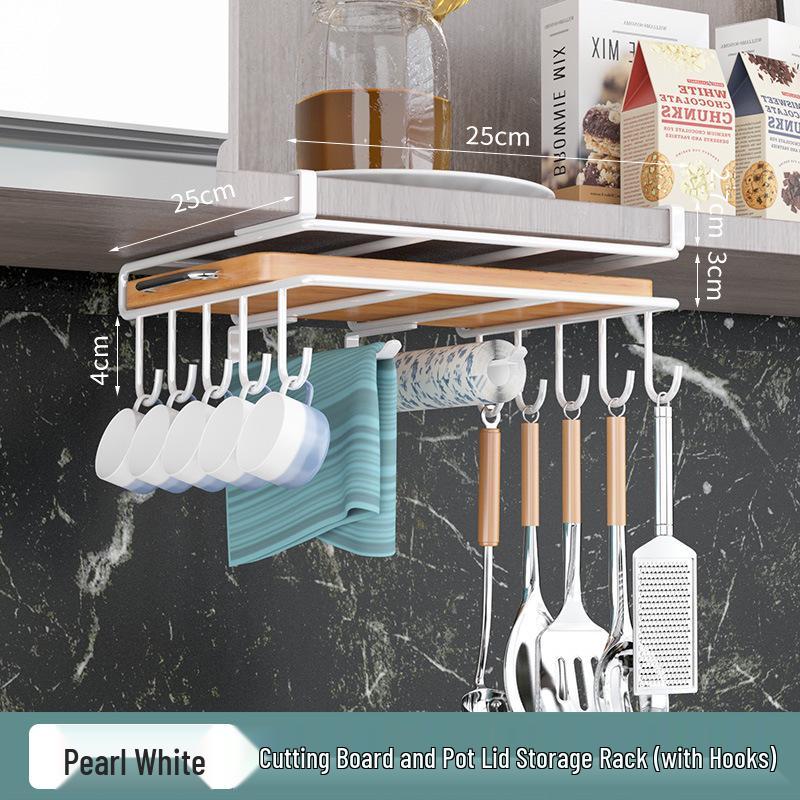 

Кухонный органайзер из нержавеющей стали: Подставка для крышек и разделочных досок с многофункциональной полкой для шкафа или офисного стола.