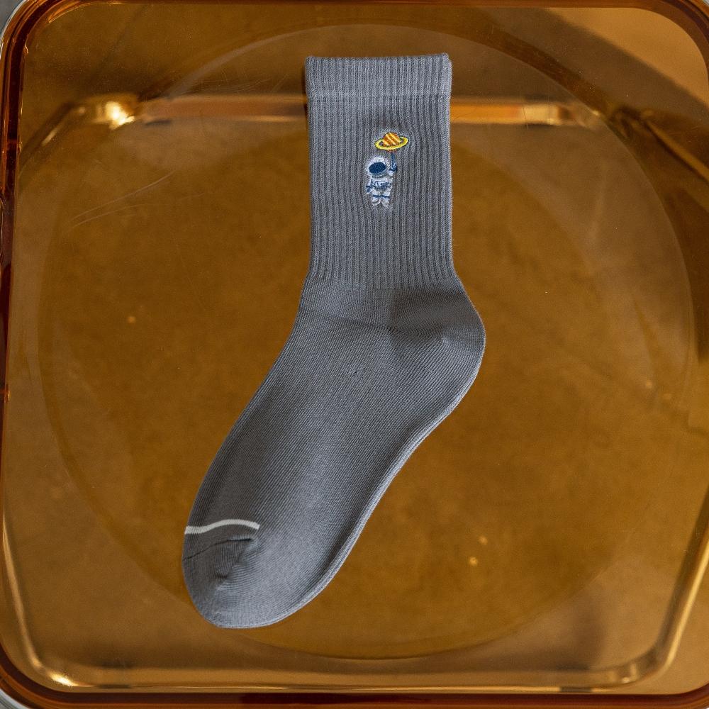 New Fashion Funny Men Women Embroidery Astronaut Space Soft Cotton Socks Hipster Streetwear Unisex Sokken Dropship