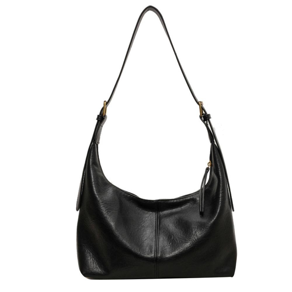 Solid Color Large Capacity Handbag Tote Bag Underarm Packs Casual Retro PU Tote Bag Office Worker