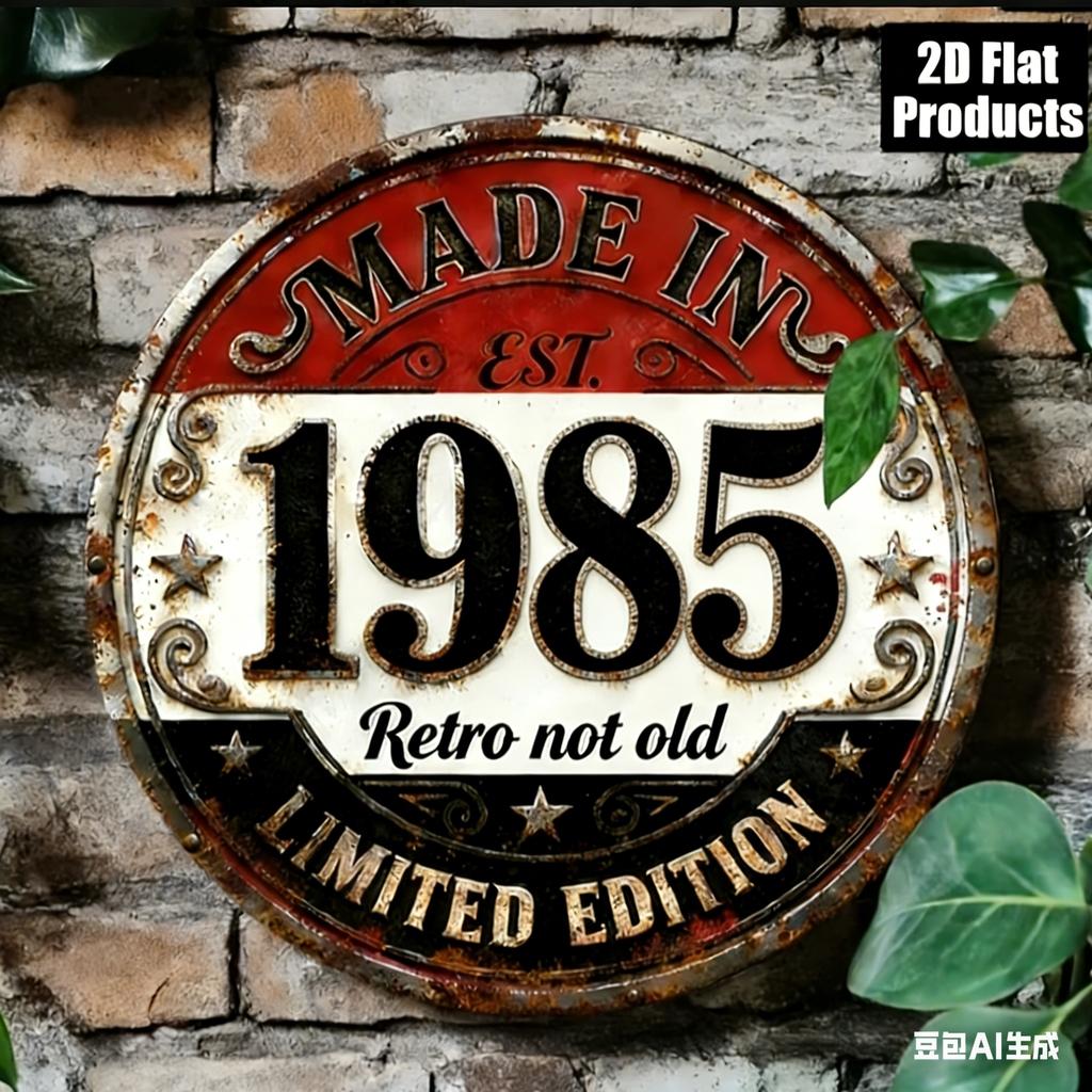 Hergestellt in Retro Nicht Alt D Flach Rund Metallschild Limitierte Auflage Vintage Rustikal Wanddekor für Zuhause Bar Café