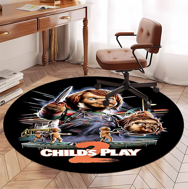 Chucky Pattern Round Rug, Indoor/Outdoor Mat, for Picnic, Gameroom, Bedroom, Office, Living Room, Home Decor Carpet, Birthday Gift