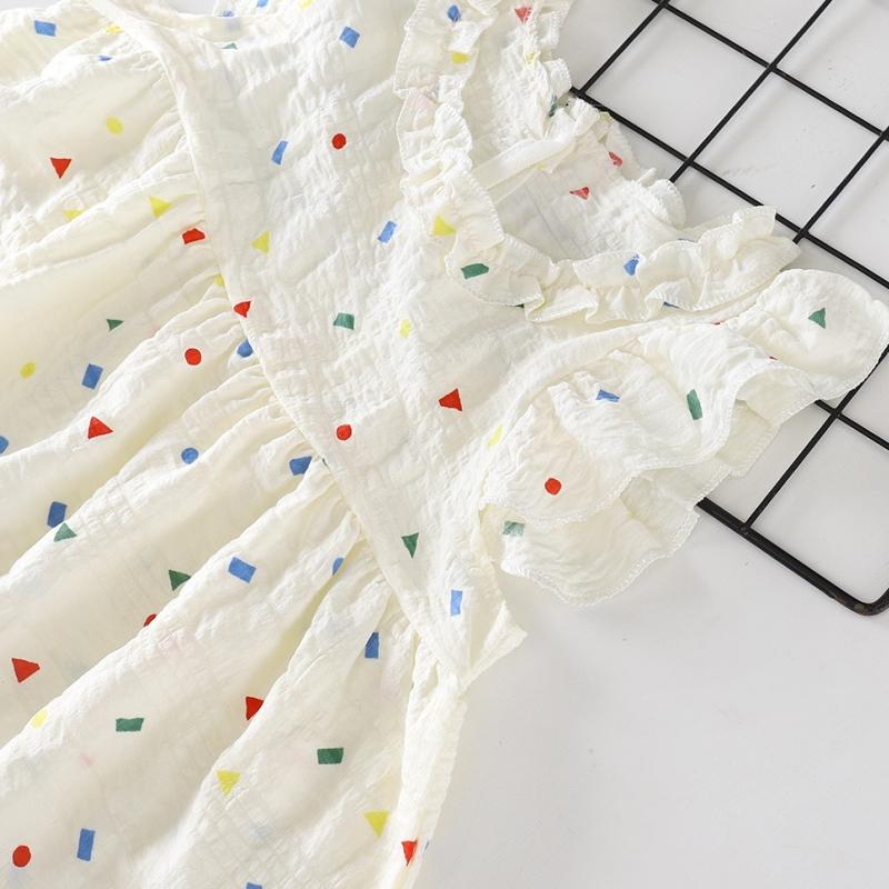 Baby Mädchen buntes Blumenmuster Kleid ärmellos Rüschenkragen Kleinkind Sommer lässig A-Linie Baumwollkleid für Kinder Kleidung