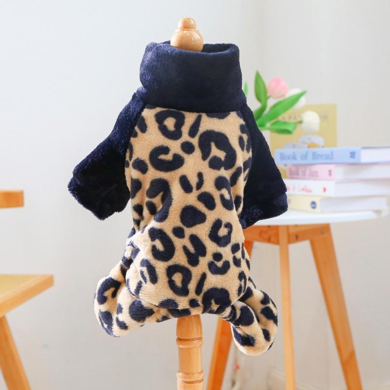 Pet Circle Dog Jumpsuit Small Breeds Puppy Soft Fleece Leopard Print Four-Legged Outfit