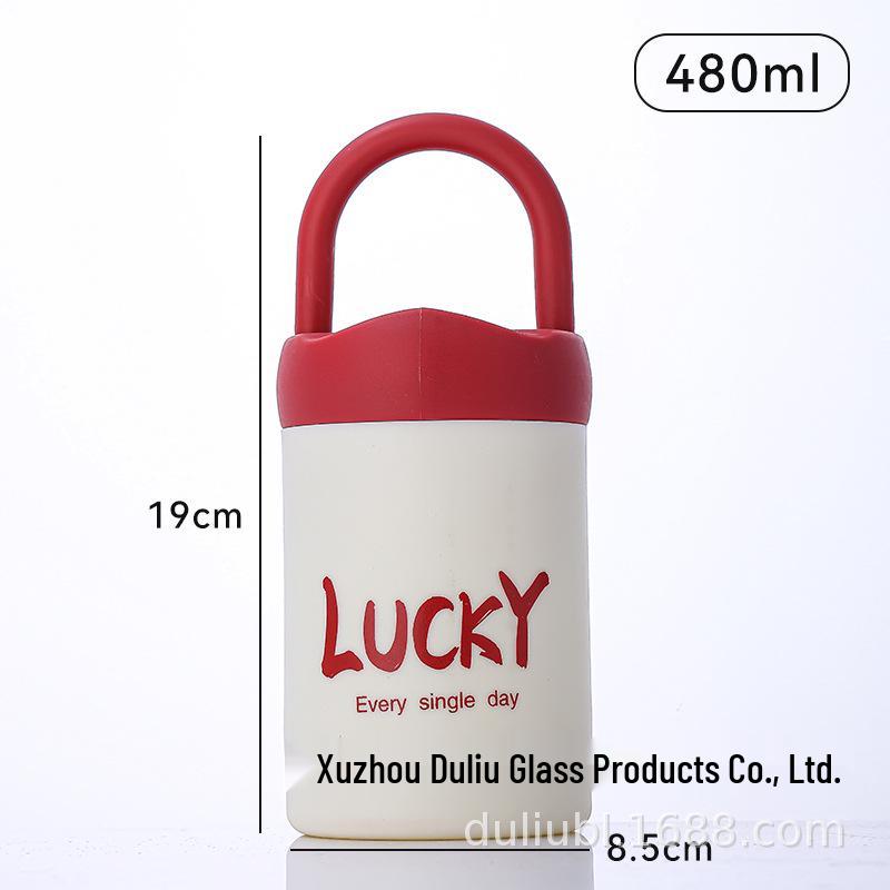 Зимняя портативная двухслойная стеклянная кружка - Милый креативный дизайн для мужчин и женщин 480ml